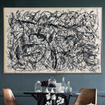 Lienzo de arte de pared abstracto, pintura de Jackson Pollock, arte en blanco y negro, arte personalizado, arte de textura pesada, decoración de pared | BEFORE WAKING UP