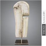Escultura de madera vertical abstracta Figura de mesa original de arte de escritorio acanalado de madera blanca moderna para decoración de habitación | TRIGGER 22"x7"