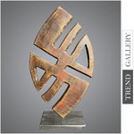 Estatuilla de mesa de madera figurativa abstracta Marrón Escultura moderna Estatuilla de mesa creativa Arte de escritorio | GEMINI 18"x10"