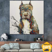 Pinturas de perros de bellas artes abstractas Pit Bull originales sobre lienzo pintura al óleo de mascotas arte de pared moderno decoración de bellas artes | FIDELITY 24"x24"