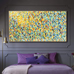 Grandes pinturas abstractas coloridas sobre lienzo Impasto pintura en colores azul y amarillo arte de pared texturizado pintura estética | IMAGINARY FIELD