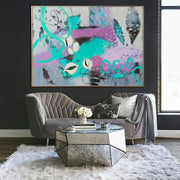 Pinturas azules claras abstractas originales de gran tamaño sobre lienzo Pintura colorida moderna Pintura al óleo de bellas artes texturizada | FOGGY APPARITION