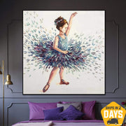 Pintura al óleo de bailarina abstracta grande Original sobre lienzo pequeña bailarina pintura pequeña niña lienzo moderno arte de pared | DEBUT 20"x20"