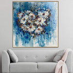 Pintura abstracta de corazón sobre lienzo Flores Arte de pared Arte romántico Impasto Arte de pared Amor Pintura Regalo para parejas | FALLING IN LOVE