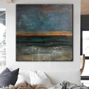 Abstract Blue and Green Painting Ocean Sunset Art | STORMY OCEAN - Trend Gallery Art | Original Abstract Paintings