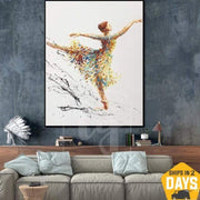 Pintura al óleo de bailarina abstracta grande Original, pinturas de empaste de bailarina sobre lienzo, Arte de la pared Decoración contemporánea moderna | BALLERINA ORSOLA 28"x22"