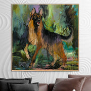 Pinturas abstractas de perros pastores sobre lienzo Pintura de arte de pastor alemán colorida Pintura de mascotas acrílicas Bellas artes modernas | SHEPHERD ON A WALK