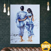Arte de pared romántico abrazando pareja pintura pintura Original amor pareja arte pintura romántica | BEACH PROMENADE 40"x30"