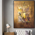 Pintura original abstracta Pintura dorada Pintura acrílica sobre lienzo | GOLDEN ELEGANCE