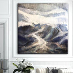 Paisaje de montaña Resumen Gris Pintura abstracta Alaska Arte original sobre lienzo | GREAT MOUNTAINS