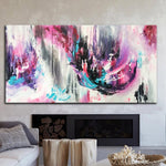Arte colorido Pintura abstracta blanca Pintura rosa Pintura al óleo abstracta sobre lienzo | FLOWER FAIRY