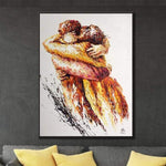 Abrazo Pintura de lienzo grande Pintura de amor Arte de pared romántico moderno | AUTUMN HUGS