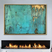 Large Original Oil Blue Painting Wall Art Gold Leaf Wall Decor | ACE - Trend Gallery Art | Original Abstract Paintings