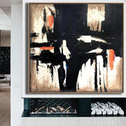 Pintura original de gran tamaño Pintura marrón Pintura abstracta Arte contemporáneo negro | ELEVATED CITY