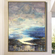 Grandes pinturas de paisajes sobre lienzo Pintura azul original Pintura abstracta del mar azul Pintura moderna al óleo | BEYOND THE CLOUDS