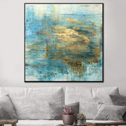 Arte de pared azul hoja de oro pintura abstracta pintura de pared abstracta grande pintura al óleo abstracta moderna pintura abstracta de pared | BEAUTIFUL OCEAN