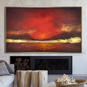 Abstract Oil Painting Oversized Abstract Paintings On Canvas Red Painting Gold Leaf Painting Original Modern Art | FIRE SKY - Trend Gallery Art | Original Abstract Paintings