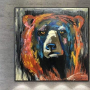 Pintura de oso colorido abstracto de gran tamaño sobre lienzo Animal arte de pared moderno decoración de pared del hogar | BEAR PORTRAIT