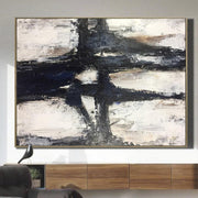 Pintura en blanco y negro Textura rica Gris Arte de pared abstracto Decoración para sala de estar Lienzo Bellas artes | CONTENTMENT