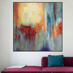 Pinturas al óleo abstractas sobre lienzo Pintura colorida Aceite colorido grueso Arte de pared extra grande | RUBY CAVE