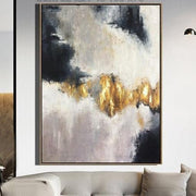 Pintura gris abstracta extra grande Pan de oro Arte contemporáneo | FETTERS OF THE SOUL
