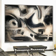 Arte de pared de gran tamaño Pinturas de arte en blanco y negro sobre lienzo Decoración abstracta minimalista Arte Tonos grises Obra de arte | PROJECTED