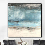 Gran pintura azul abstracta Pintura abstracta original Pintura de pared contemporánea Acrílico Arte abstracto sobre lienzo | SEA BEACH