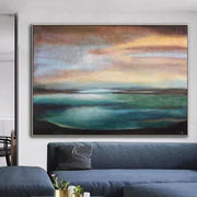 Pintura abstracta grande del mar Pintura abstracta del paisaje Pintura abstracta del océano Pinturas abstractas originales de la pared en la lona | WARM MEMORIES
