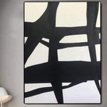 Pinturas extragrandes en blanco y negro sobre lienzo Pintura abstracta Estilo Franz Kline Pinturas blancas | TOWER TOP