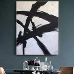 Pintura original Gran pintura abstracta en blanco y negro Estilo de Franz Kline Pinturas al óleo sobre lienzo | BLACK GLARE