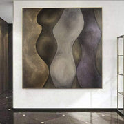 Pintura acrílica grande, pintura marrón bronce, arte de pared único, arte de pared moderno enmarcado | IN THE CROWD
