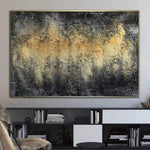 Gran lienzo abstracto arte gris pintura oro acrílico moderno hecho a mano | GOLDEN MIRAGE