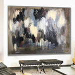 Gran pintura original sobre lienzo tonos tierra arte de pared abstracto arte oscuro decoración de pared moderna | RAINY SUNDAY