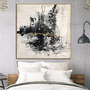 pintura al óleo de gran tamaño pintura gris pinturas negras sobre lienzo pintura de pared abstracta arte de la pared de la sala de estar pintura texturizada | LEISURE COLORS