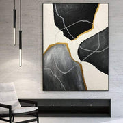 Arte de pared de gran tamaño Pinturas abstractas sobre lienzo Pintura al óleo en blanco y negro Arte de pared gris | SPIRITS RACE