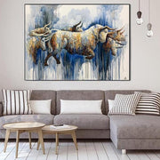 Pintura abstracta de toro, ilustraciones coloridas, pintura abstracta de lienzo, arte moderno abstracto | BEFORE THE DREAM