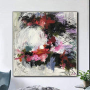 Pintura roja abstracta grande Original sobre lienzo, arte fino, arte de pared acrílico moderno, decoración de pared contemporánea | BROKEN FLOWER CROWN