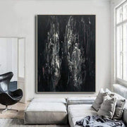 Grandes pinturas negras abstractas sobre lienzo, arte fino, arte de pared contemporáneo, decoración de pared Original | ETERNAL BATTLE