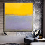 Mark Rothko Original abstracto Bellas Artes pinturas amarillas sobre lienzo púrpura moderno acrílico estilo Rothko pintura decoración de pared | YELLOW HORIZON