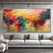 Pintura colorida abstracta lienzo arte de pared vibrante arte moderno al óleo pintura de expresionismo abstracto arte contemporáneo | STRAWBERRY FIELDS