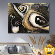 Pintura al óleo abstracta sobre lienzo: arte de pared texturizado en colores marrón, dorado y plateado como obra de arte contemporánea para la decoración moderna del hogar | MYSTIC EYES 33"x46"