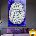 Pinturas abstractas originales del cerebro sobre lienzo, pintura de amor contemporánea, arte moderno médico, arte de pared romántico | MENTAL INTIMACY 40"x30"