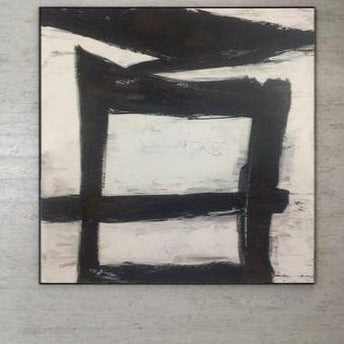 Large Original Abstract Black And White Paintings On Canvas Oil Franz Kline style White Decor | BLACK WINDOW - Trend Gallery Art | Original Abstract Paintings