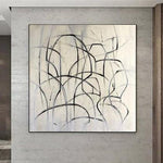 Pintura abstracta Decoración de pared original en blanco y negro para oficina en casa moderna | BLACK GRASS