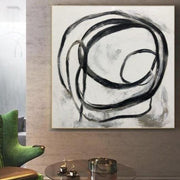 Pinturas extragrandes sobre lienzo Arte abstracto Círculo blanco y negro Pintura moderna Arte de la pared Pintura al óleo | SPIRALE