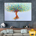 Pintura de árbol, obra de arte Original abstracta, arte de pared moderno, pintura de naturaleza, arte de lienzo | HEAVEN TREE 30"x46"