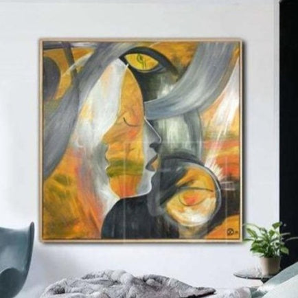 Grandes caras abstractas Pinturas acrílicas sobre lienzo Pintura abstracta figurativa Arte moderno grande | MOON DIVA