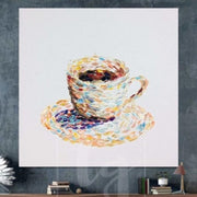 Taza grande de pintura de café Pintura al óleo colorida Arte moderno abstracto | NEEDED BREAK