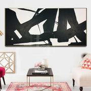 Arte moderno grande Pintura abstracta en blanco y negro Arte contemporáneo Estilo Franz Kline | WINGED SWING