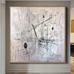 Pintura original grande sobre lienzo Obra de arte moderna en acrílico en blanco y negro | COBWEB